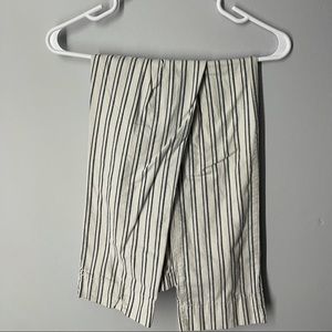 White with blue striped pants